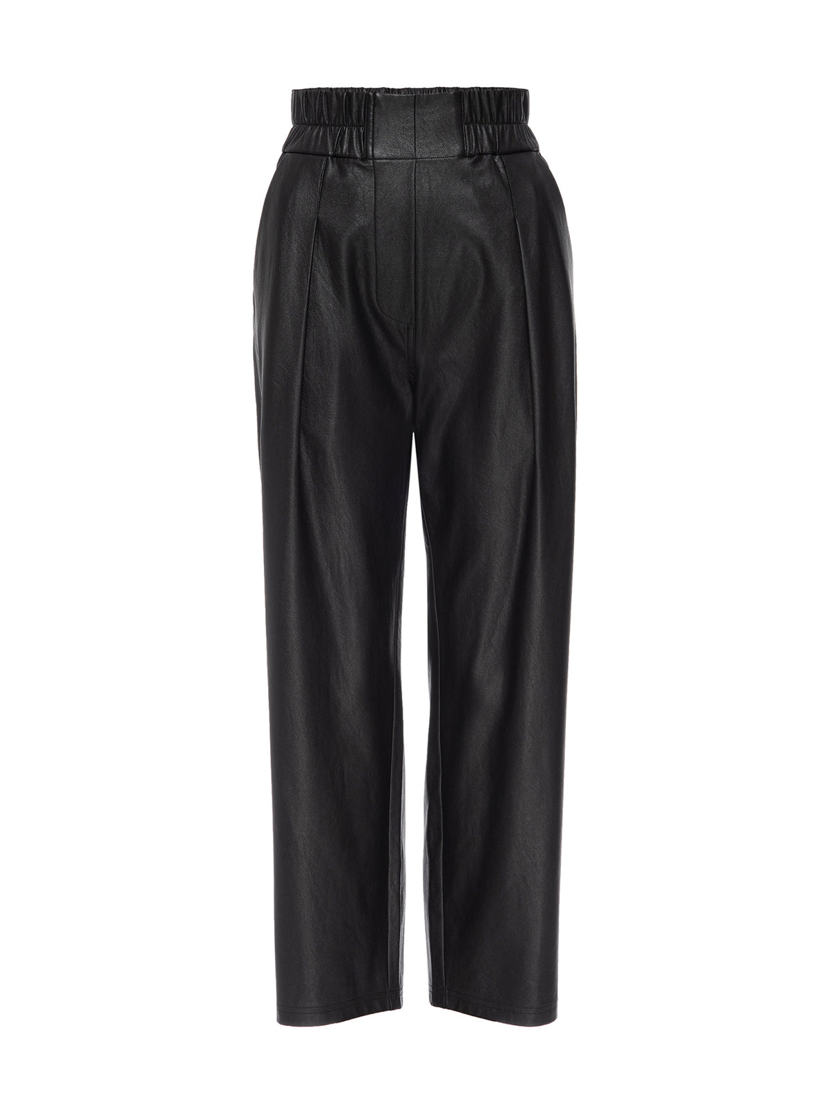 Fiera black vegan leather cropped pant flat view