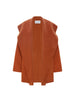 Finley coat in canyon orange multi, an open-front draped topper shown flat on a white background.
