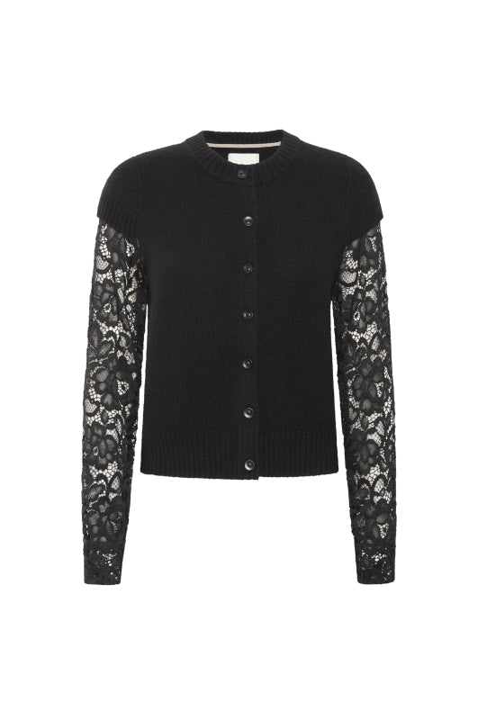 The Gemma Lace Layered Cardigan in Black Onyx