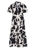 Havana tiered midi black and white printed dress flat view