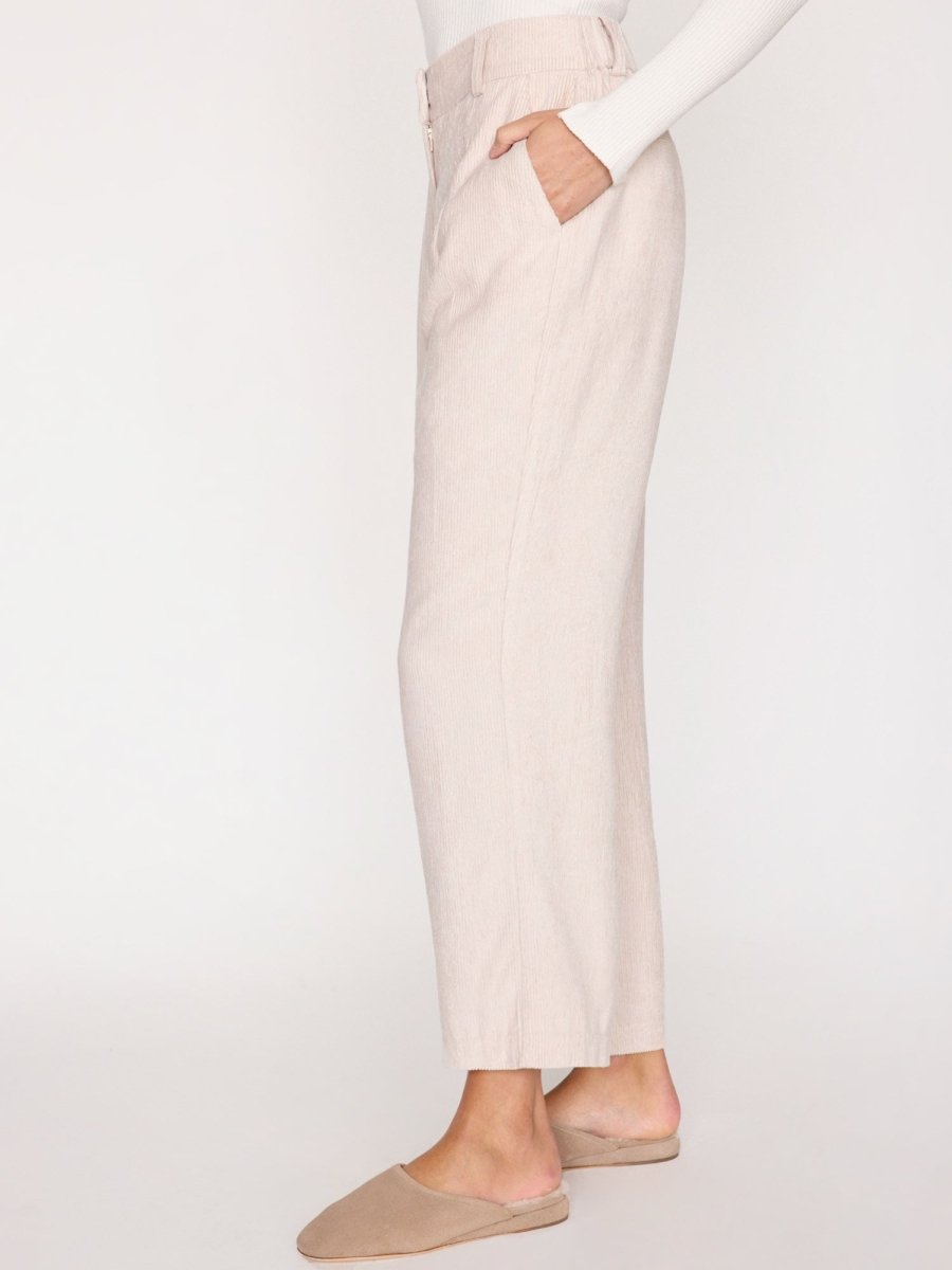 Harlow straight leg beige pant side view
