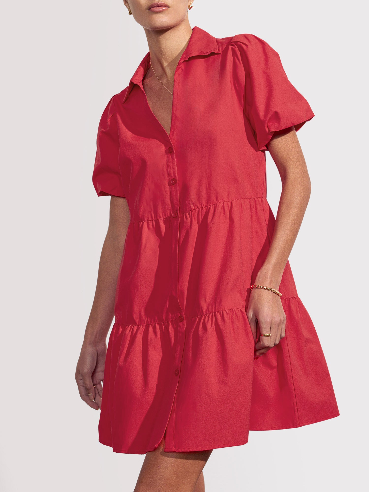 Havana tiered mini dress red 2