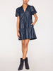 Fia belted navy pinstripe midi dress full view
