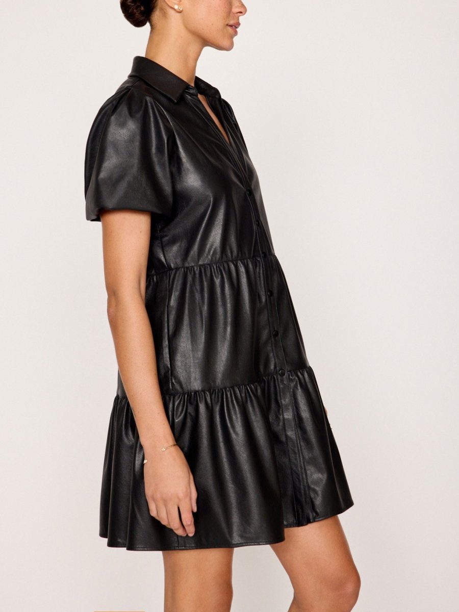 The Havana Vegan Leather Mini Dress in Black Onyx | M | Brochu Walker The Havana Vegan Leather Mini Dress in Black Onyx | M | Brochu Walker