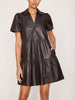 Havana tiered mini dress brown vegan leather front view 3