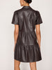 Havana tiered mini dress brown vegan leather back view