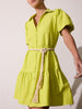 Havana tiered mini green dress front view 3