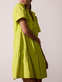 Havana tiered mini green dress front view 5
