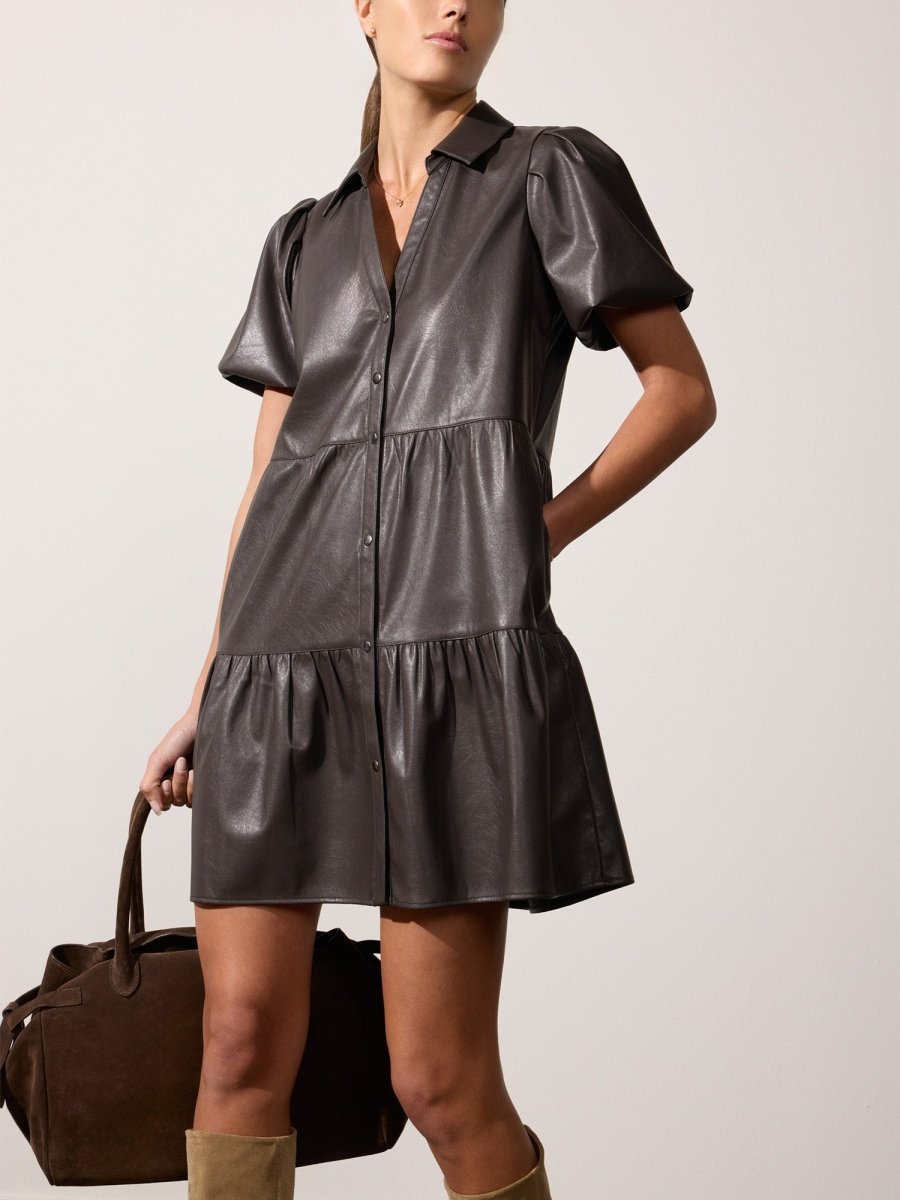 The Havana Vegan Leather Mini Dress in Timber | S | Brochu Walker The Havana Vegan Leather Mini Dress in Timber | S | Brochu Walker