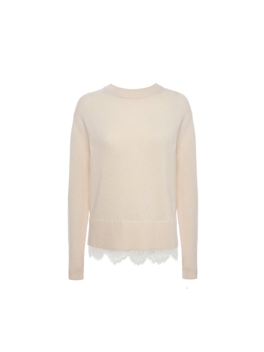 Almond Lace Layered Sweater | Brochu Walker M | Almond with White Almond Lace Layered Sweater | Brochu Walker M | Almond with White