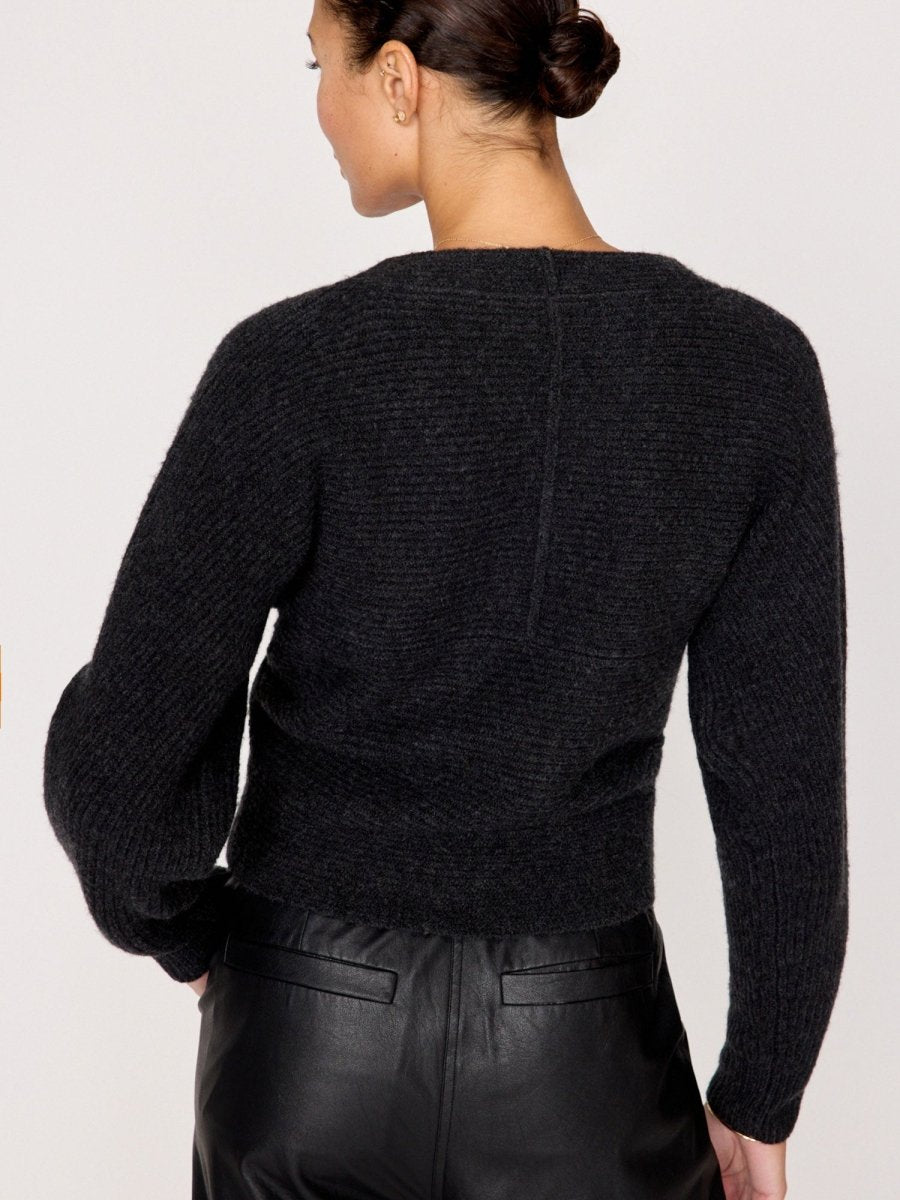 Women's Hughes Wrap Front Sweater in Graphite Mélange