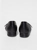Back view of black croc-embossed Mary Jane flats showing the low stacked heel