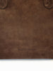 Everyday brown suede tote bag logo close up