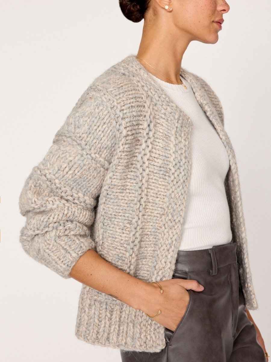 Women's Illia Handknit Cardigan in Stone Combo Brochu Walker