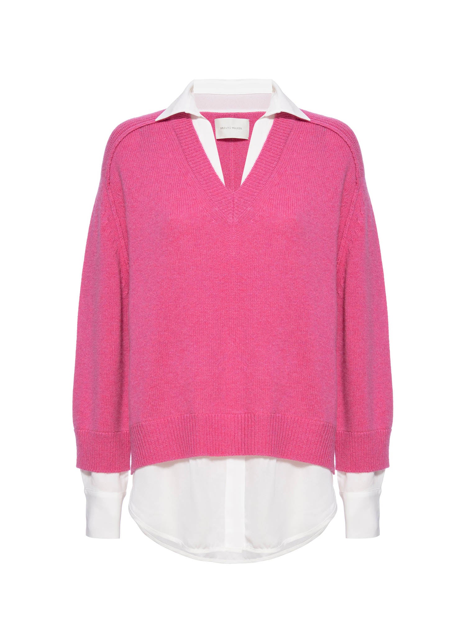 Looker hot pink layered v-neck sweater flat view
