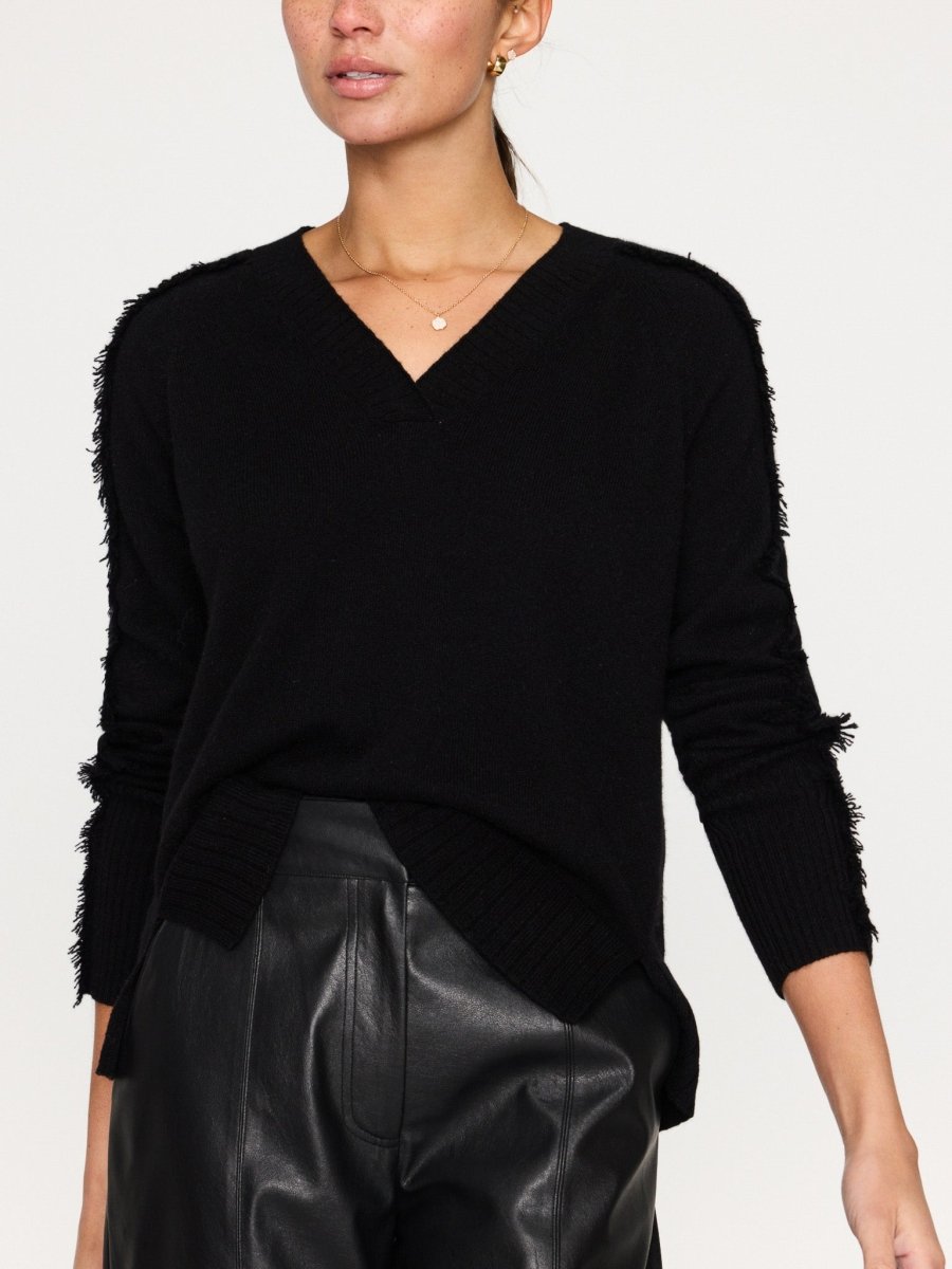 Jolie Fringe Cashmere Vee