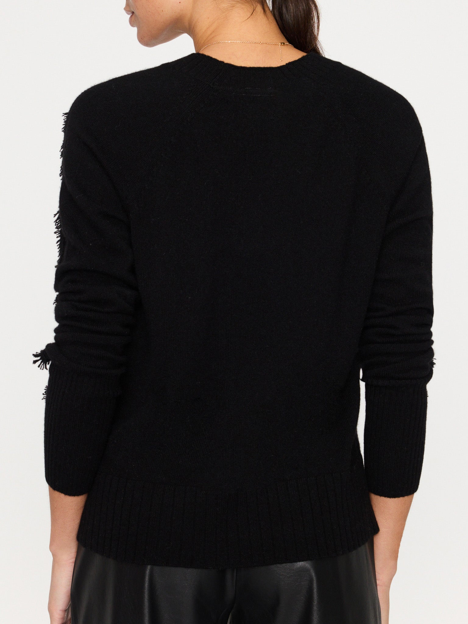Jolie black layered v-neck sweater back view