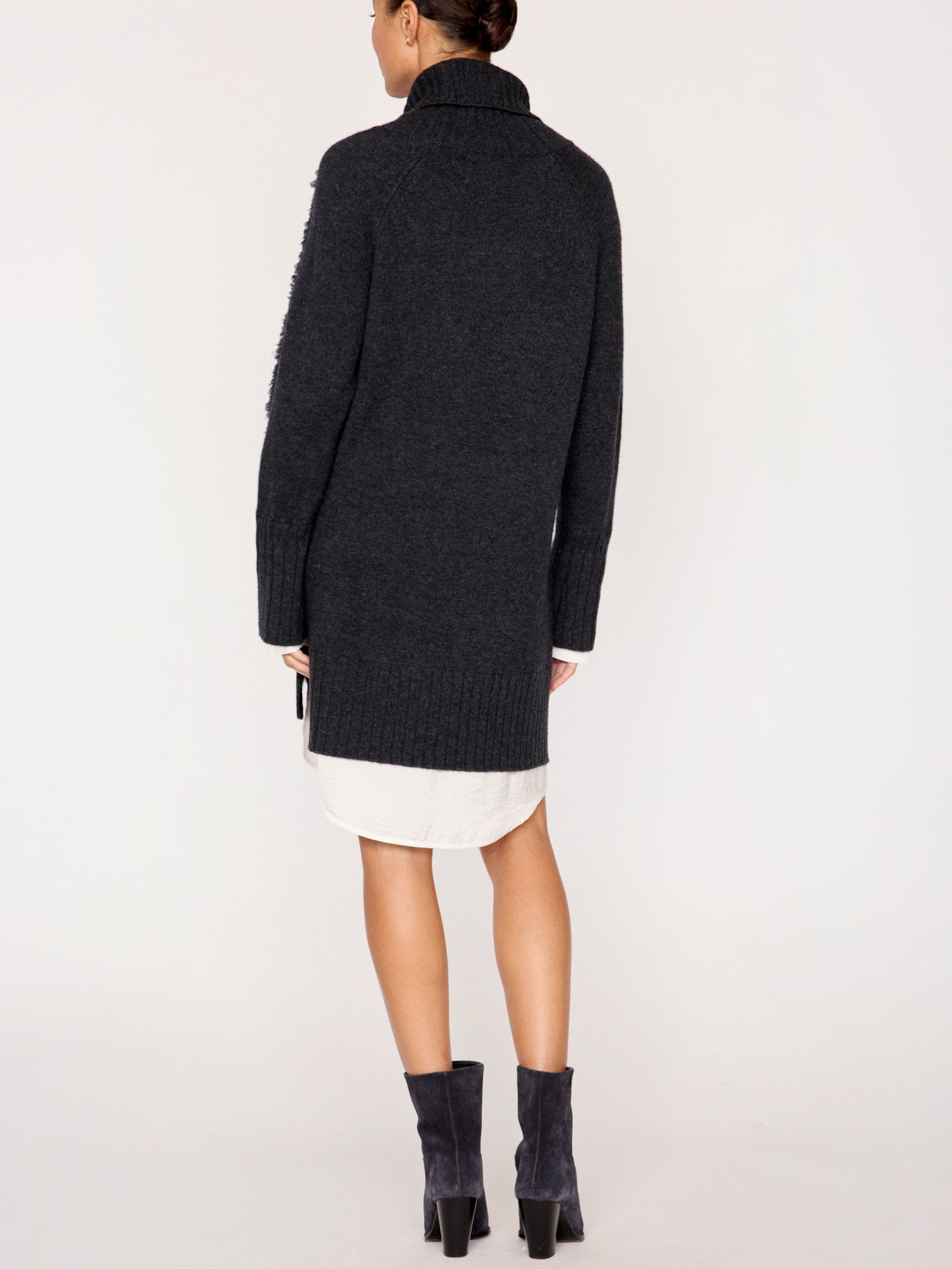Women's Jolie Layered Fringe Dress in Dark Charcoal | Brochu