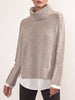 Jolie light grey layered turtleneck sweater front view