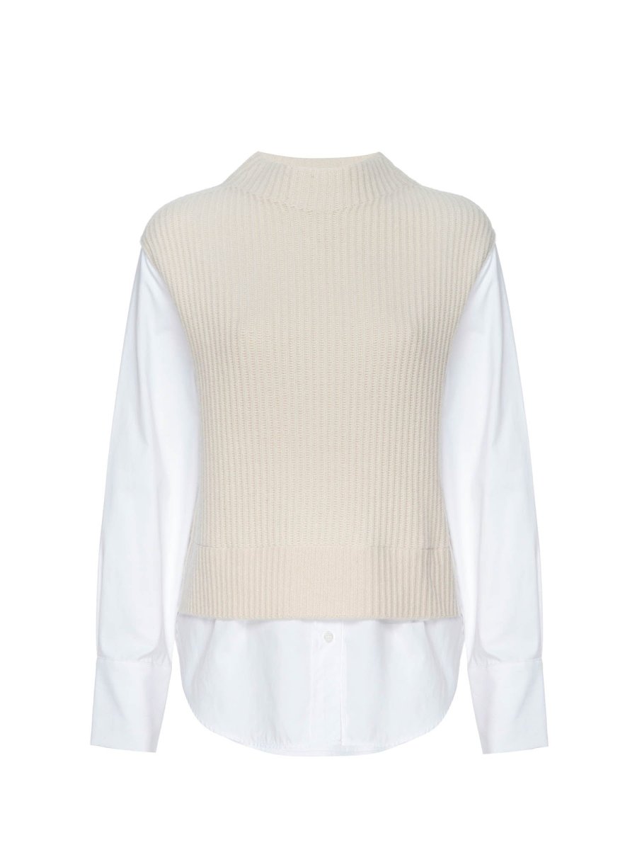 Joni Funnel neck vest overlayer beige flat view
