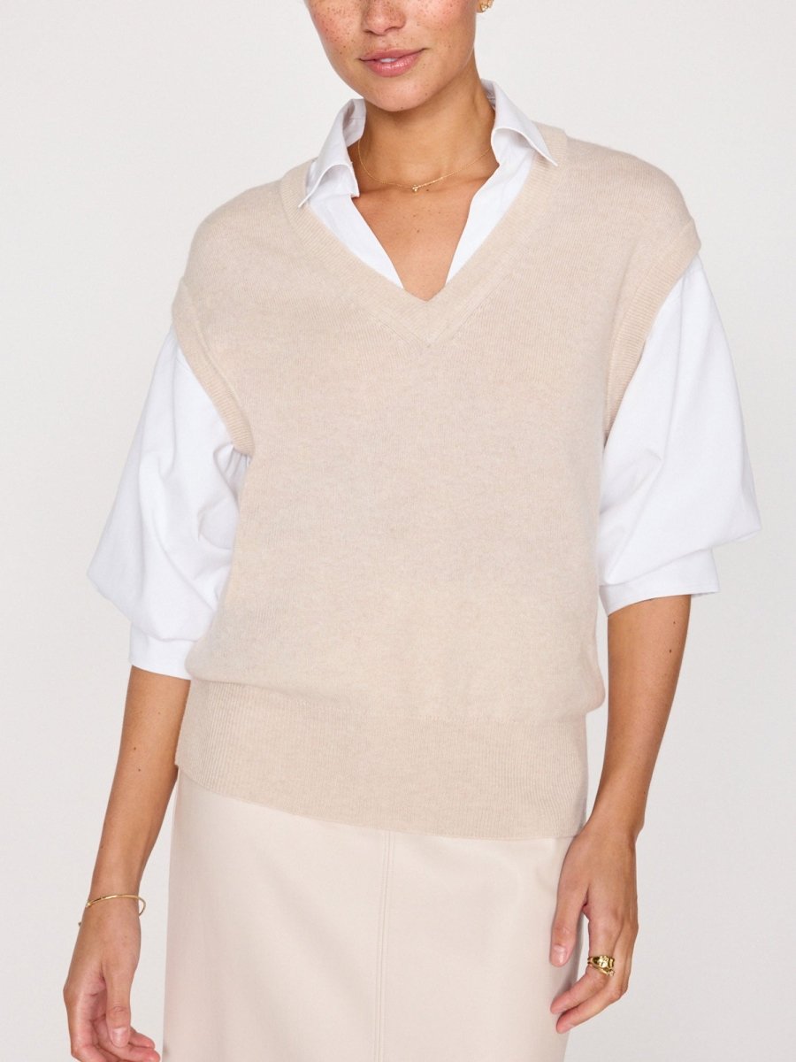トップス roughlow VELOUR SHOULDER TEE (IVORY) The Everyday Cashmere Bright Crew - Bisque Melange | Brochu