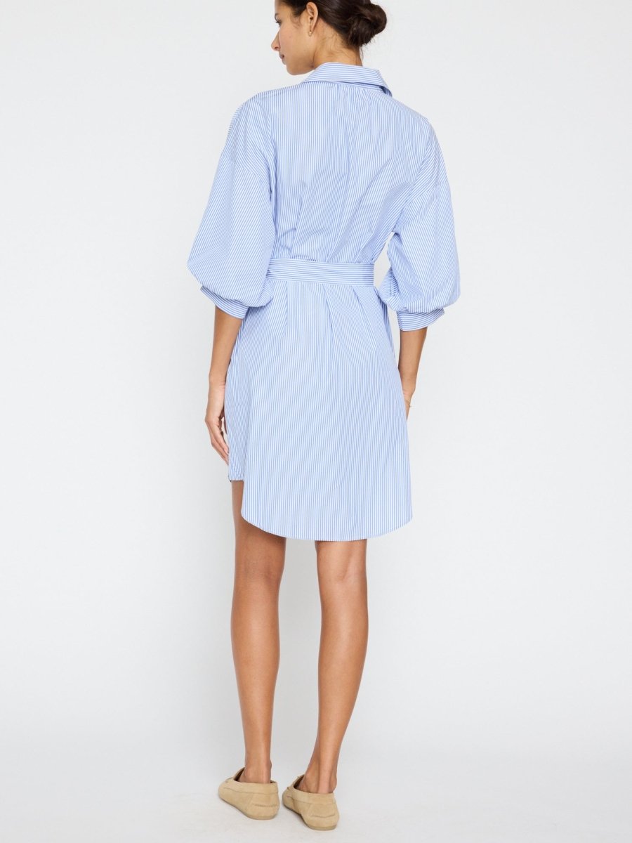 Women's Kate Belted Dress in Blue Stripe | Brochu Walker XS