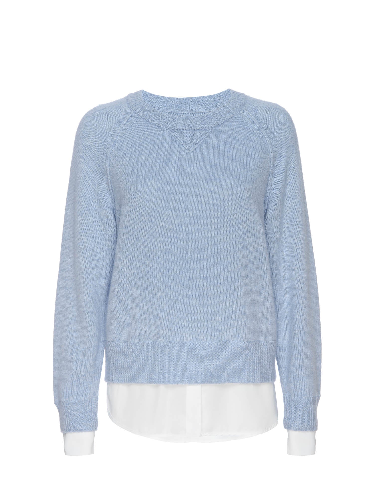 Women's Knit Sweatshirt Looker in Skye Blue Mélange with White