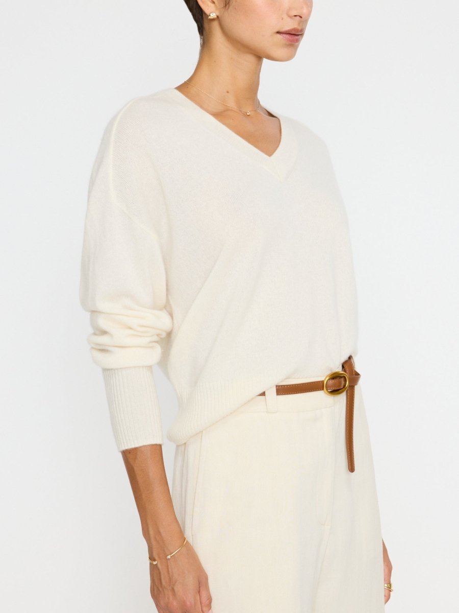 Almond V-Neck Sweater Layered | Brochu Walker