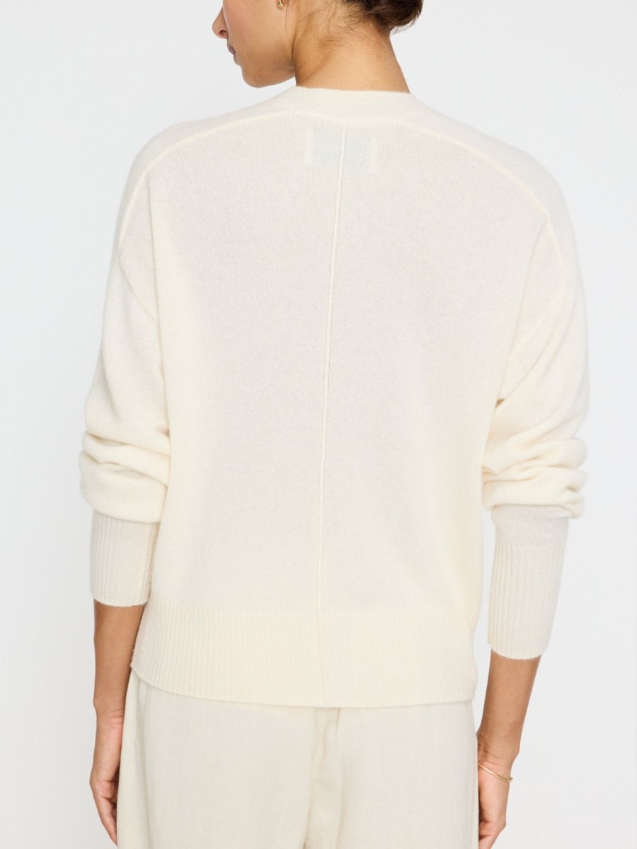 Leia V-neck beige sweater back view