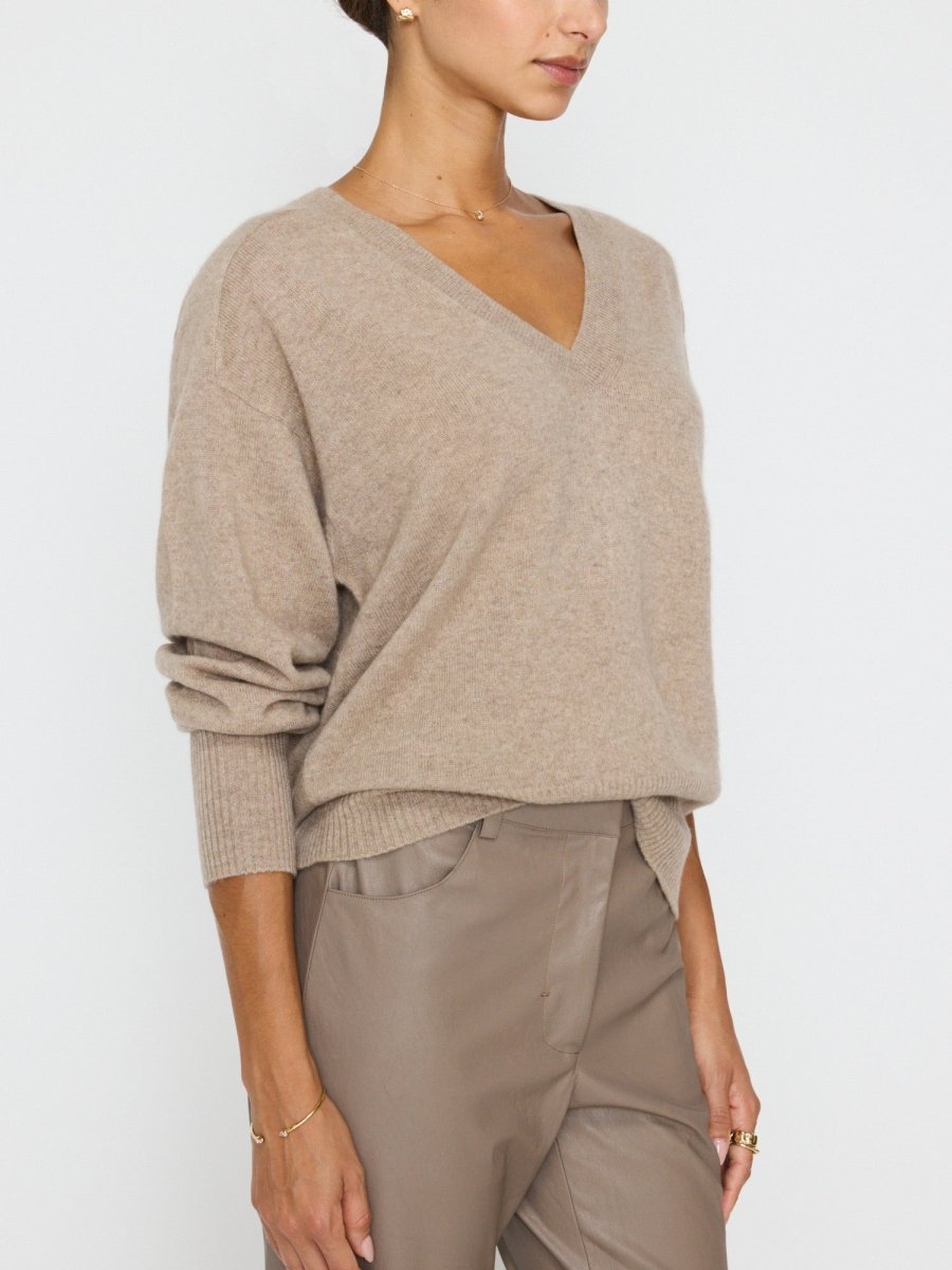 Women's Leia Vee Cashmere Sweater in Earthen Mélange | Brochu Walker