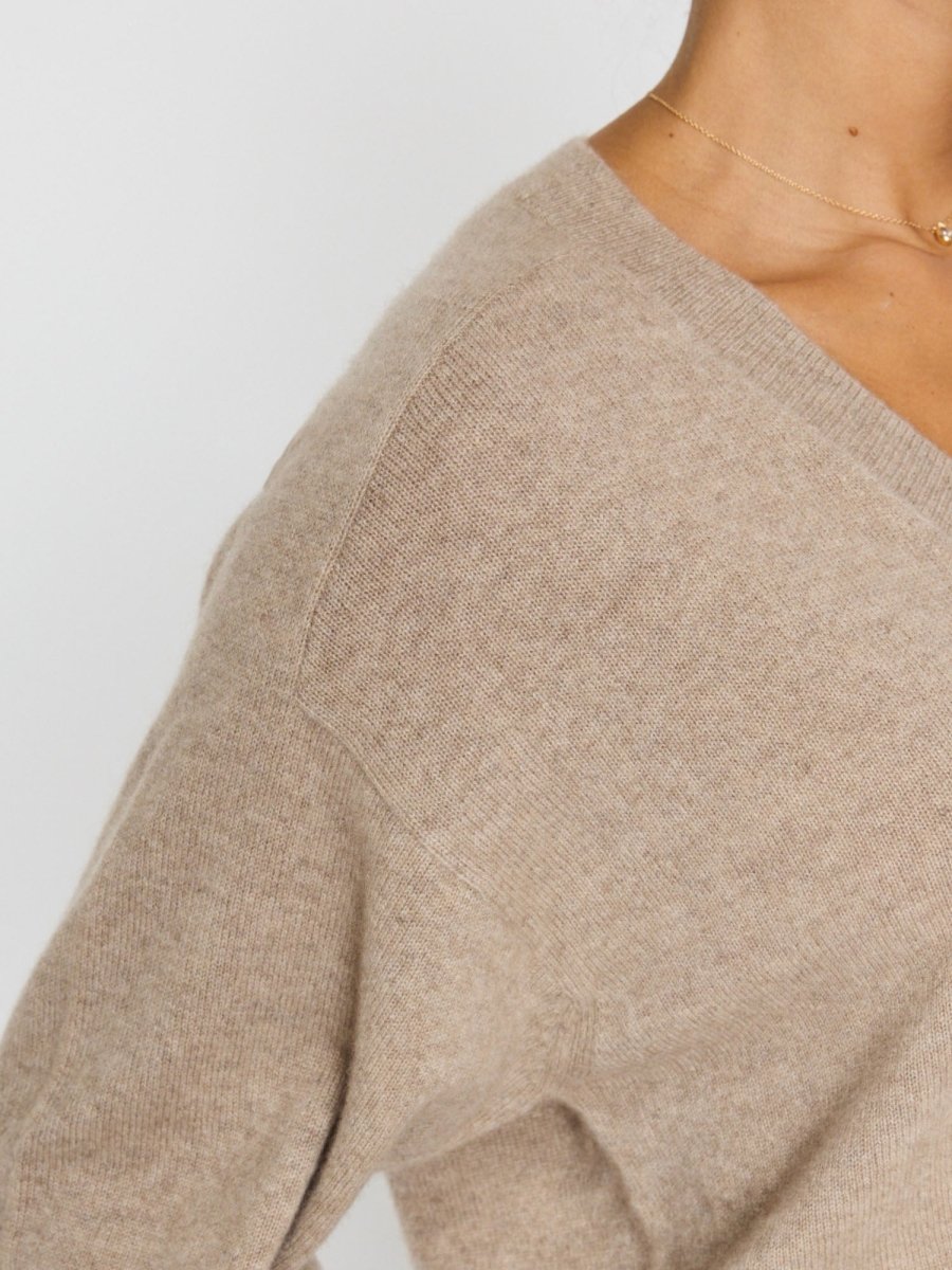 Women's Leia Vee Cashmere Sweater in Earthen Mélange | Brochu Walker