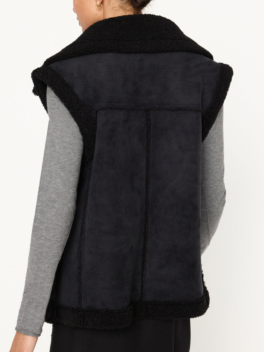 Loredo vegan suede and vegan leather sleeveless vest back view