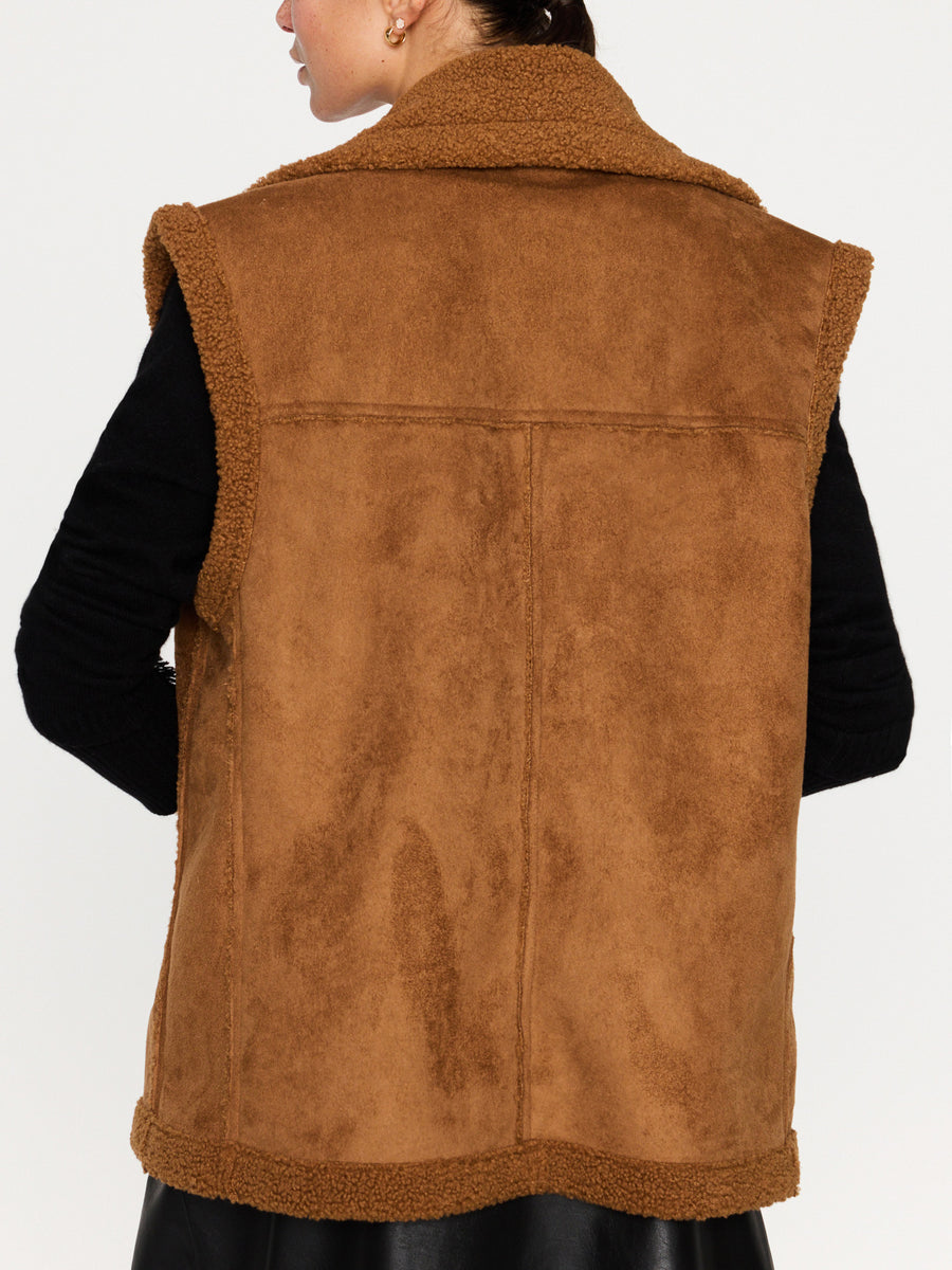Loredo vegan suede and vegan leather sleeveless vest back view