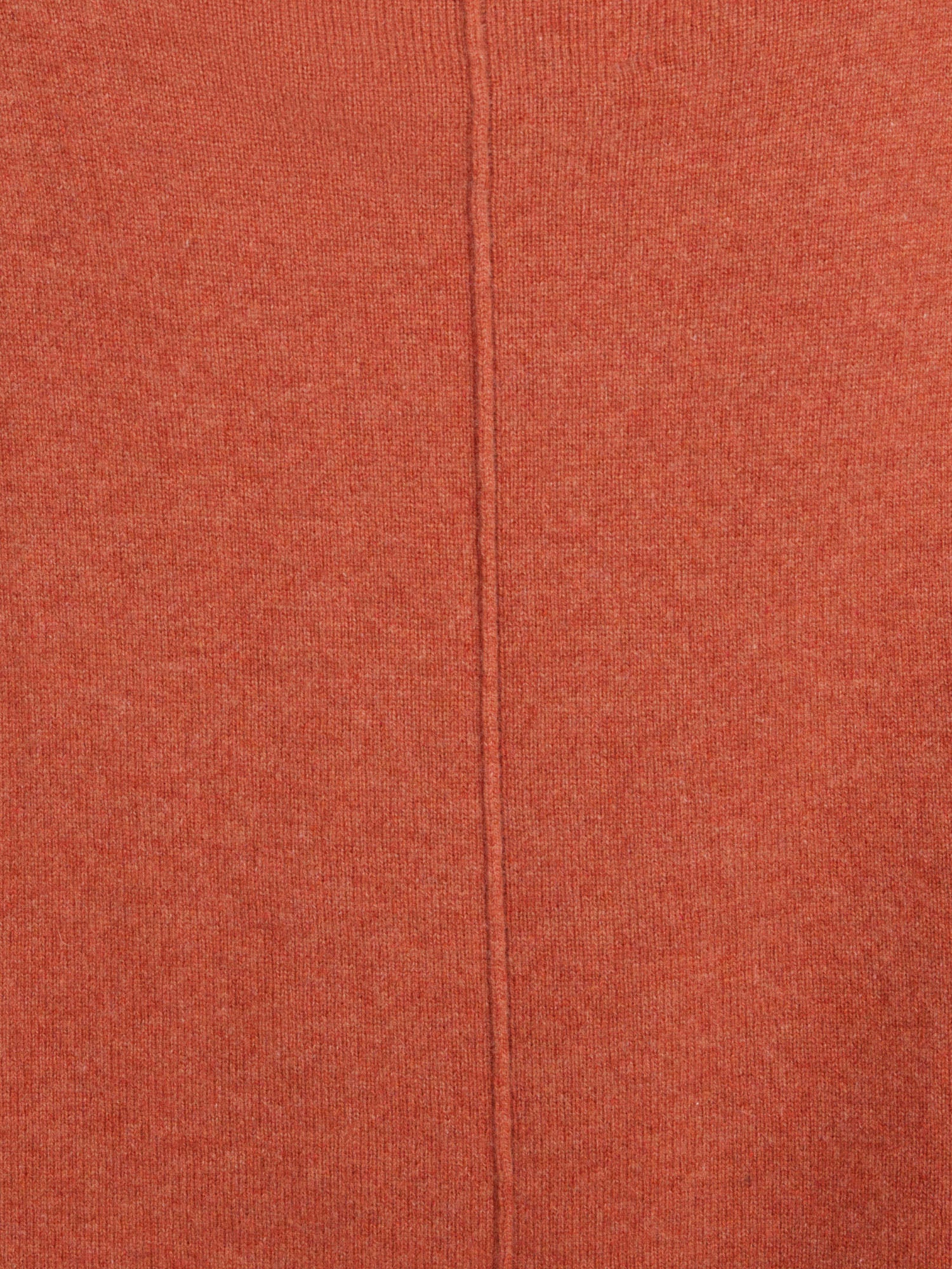 Morten funnel-neck cashmere top in canyon orange melange, close-up ribbed knit fabric detail