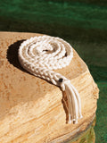 Macrame natural cotton belt coiled full view