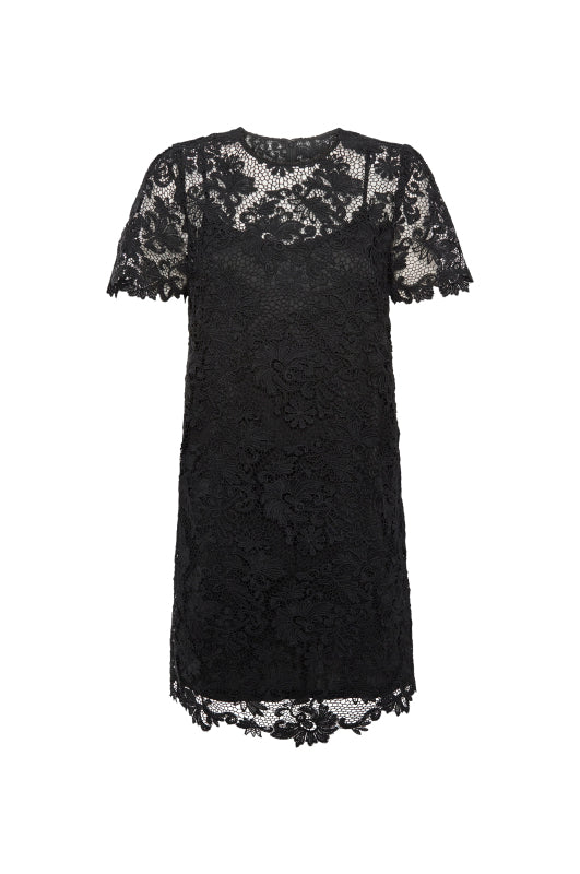 The Mara Lace Mini Dress in Black Onyx