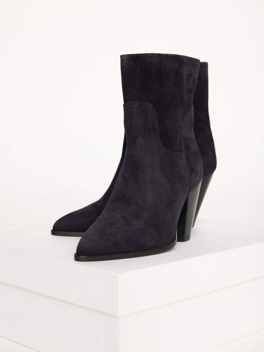 Marfa blue suede boot side view 3