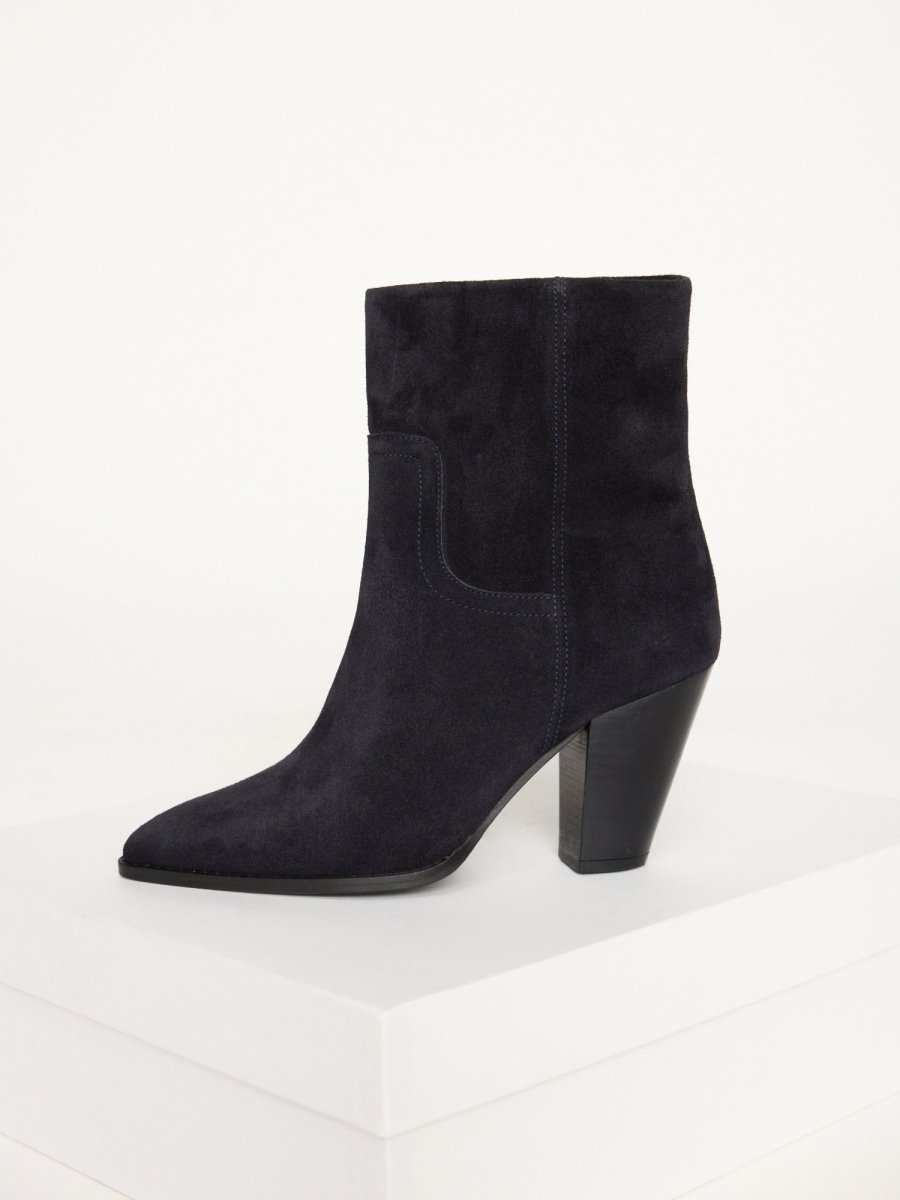 Marfa blue suede boot side view 4