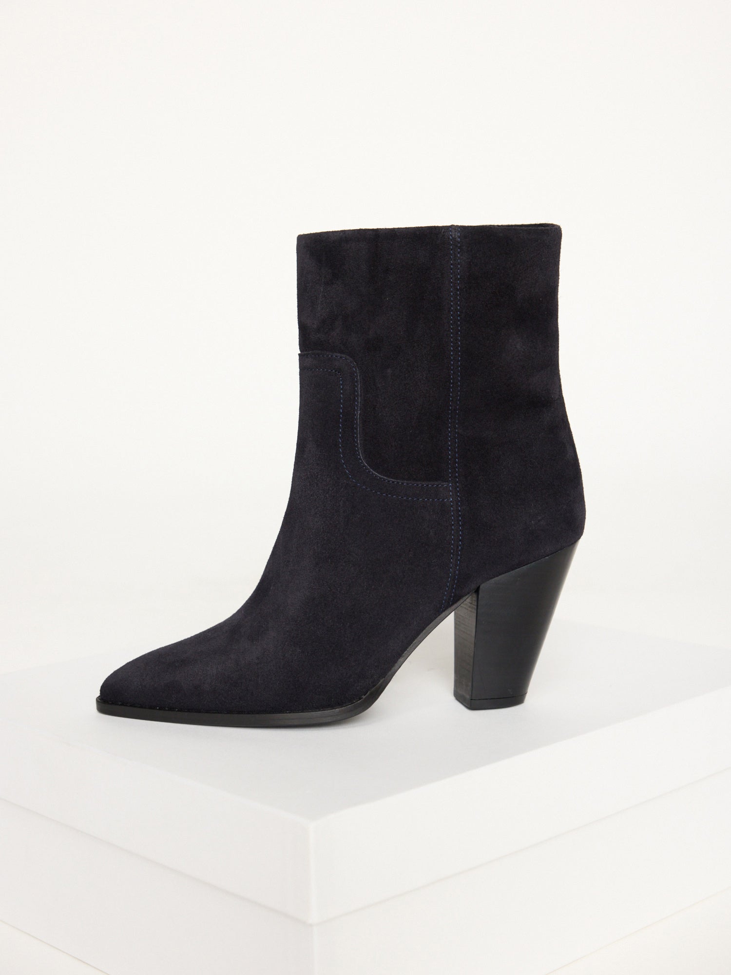 Marfa blue suede boot side view 4