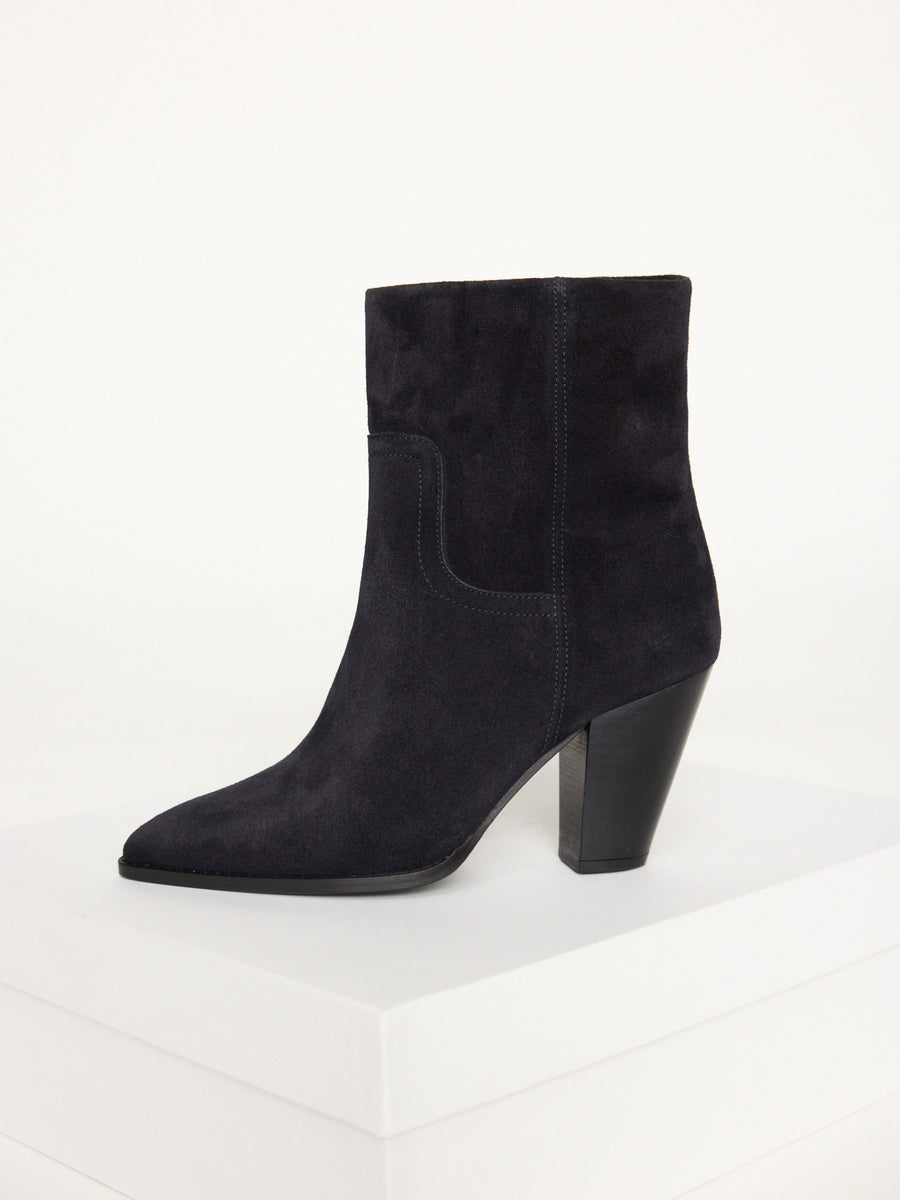 Marfa blue suede boot side view 4
