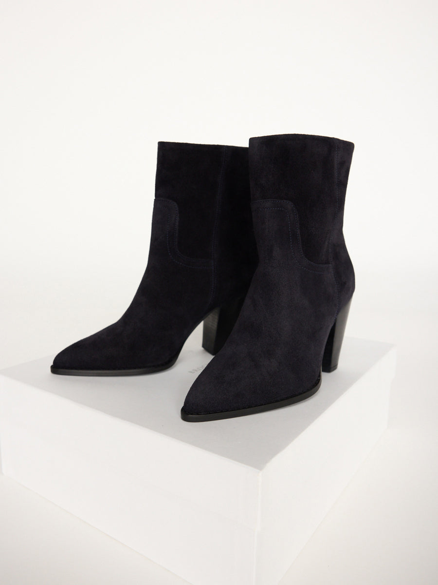 Marfa blue suede boot side view 2