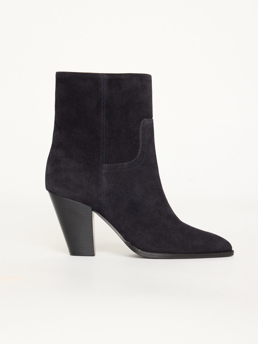 Marfa blue suede boot side view