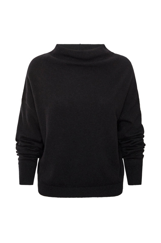 The Morten Funnel Neck Cashmere Pullover in Black Onyx