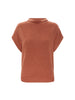 Morten funnel-neck cashmere top in canyon orange melange, shown flat on a white background.
