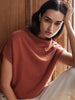 Women's Morten cowl-neck sweater in rust terracotta knit