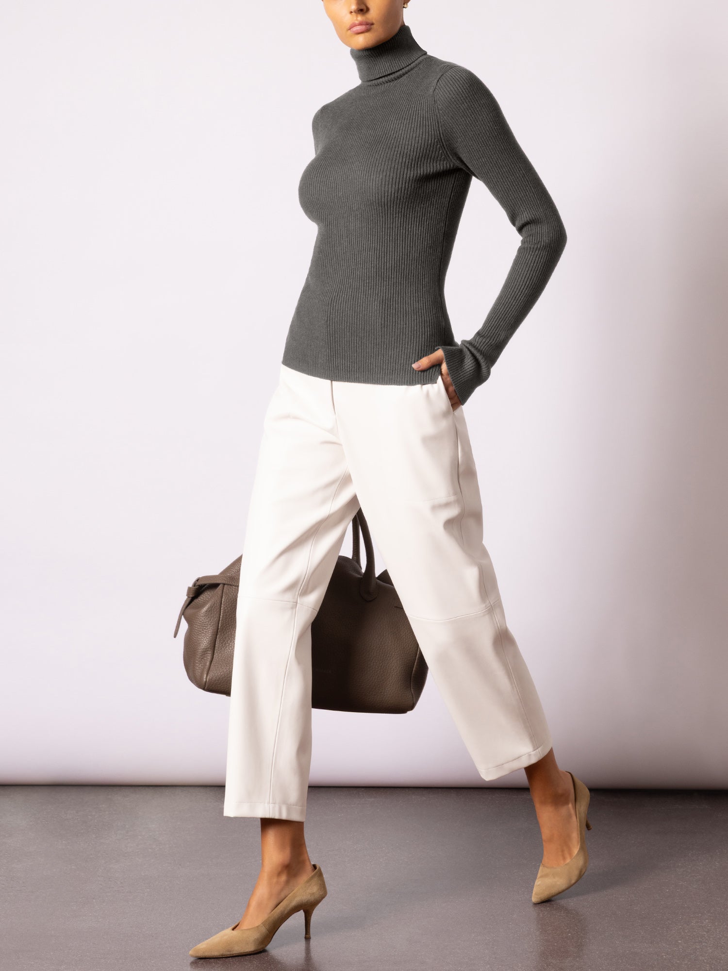 Brown Noel Ribbed Turtleneck Dark Charcoal | Brochu Walker