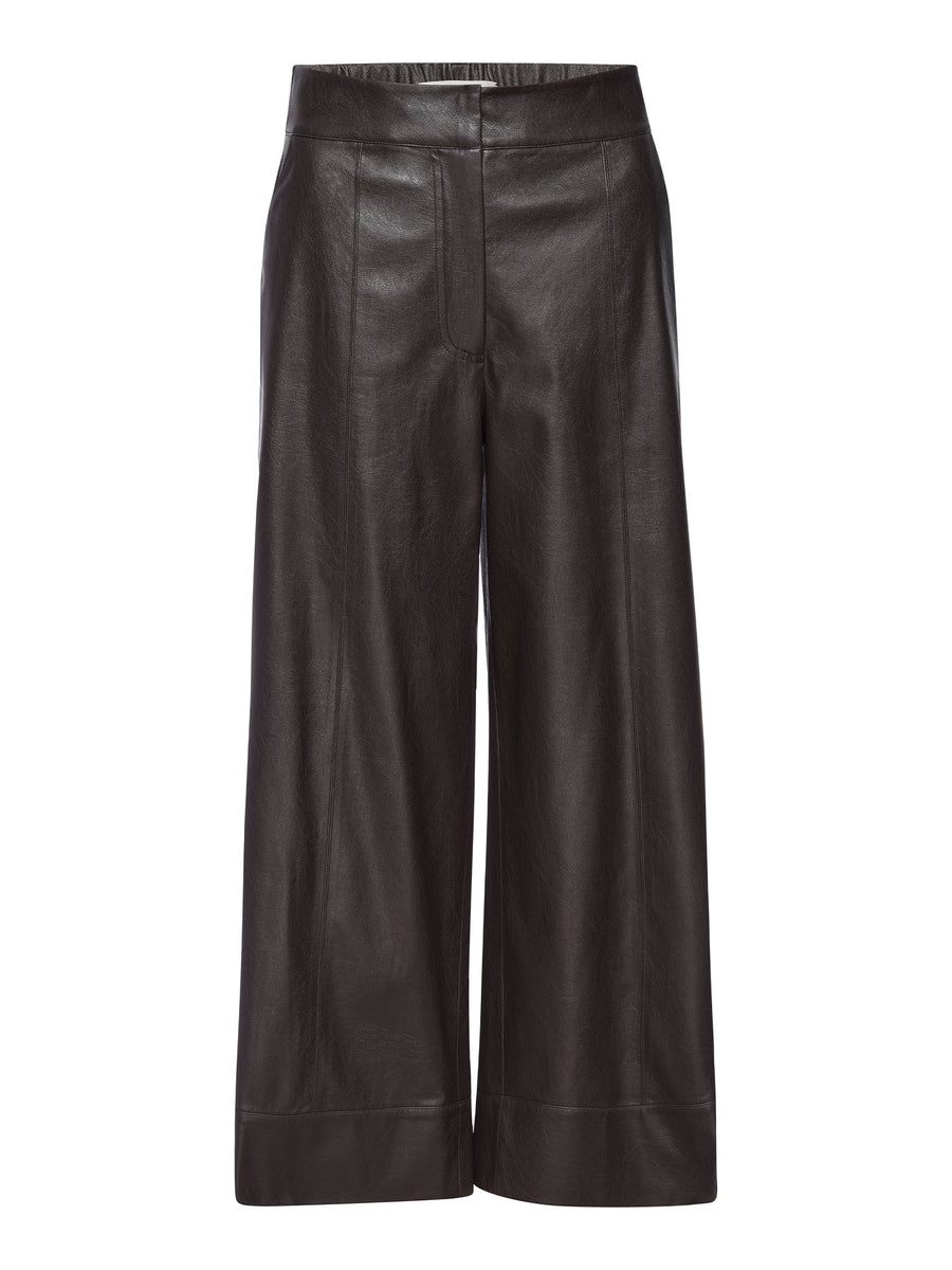 Odele brown cropped wide-leg pant flat view