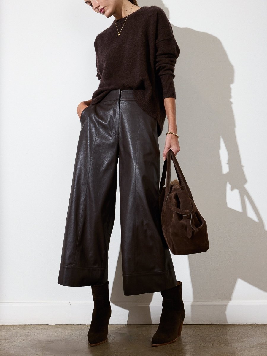 【新品】カシミヤ混毛布　カシミヤ40%　ブラウン　グレージュ　黒茶色 Women's Everyday Crew in Carob Melange | Brochu Walker