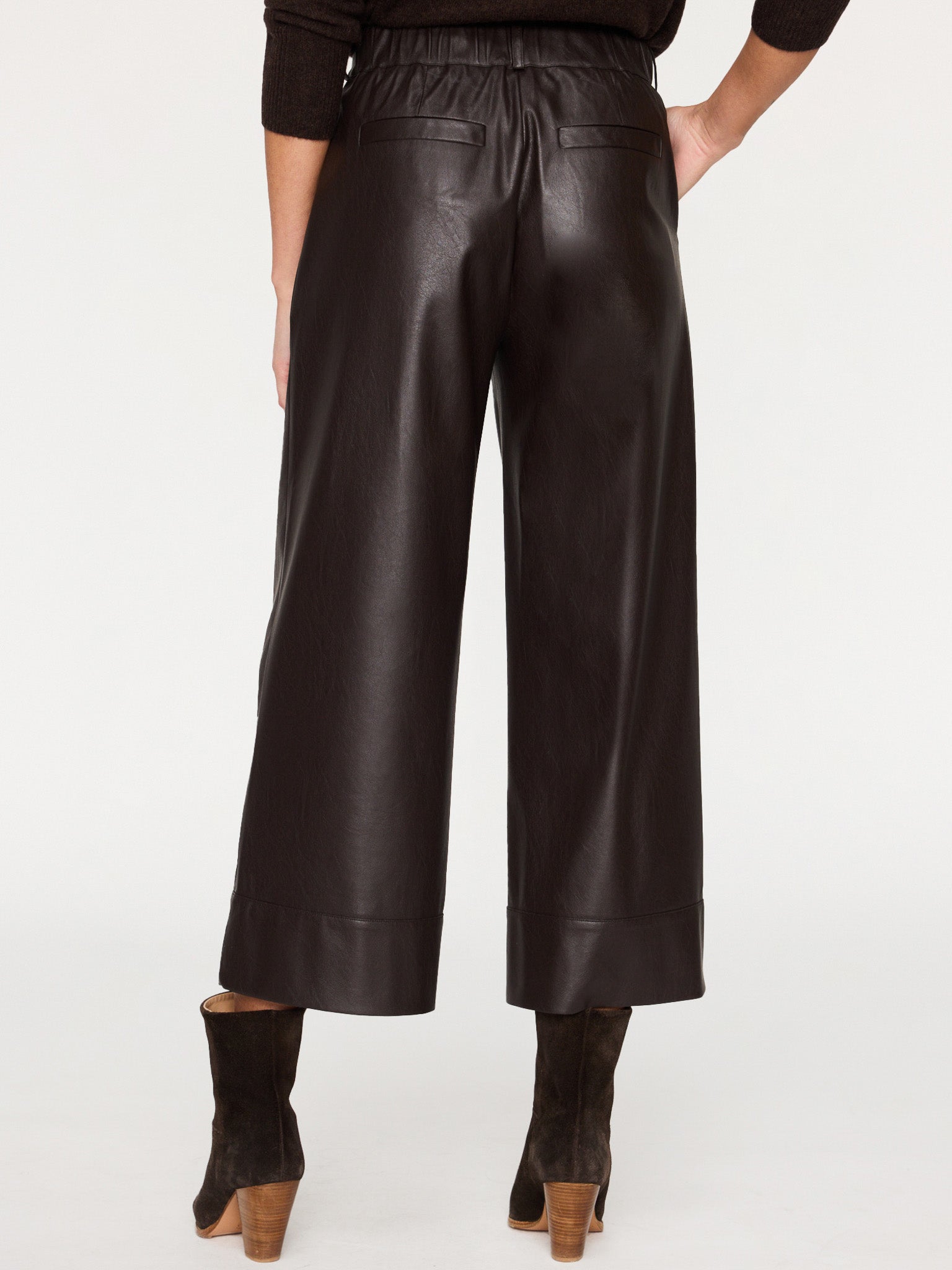 Odele brown cropped wide-leg pant back view