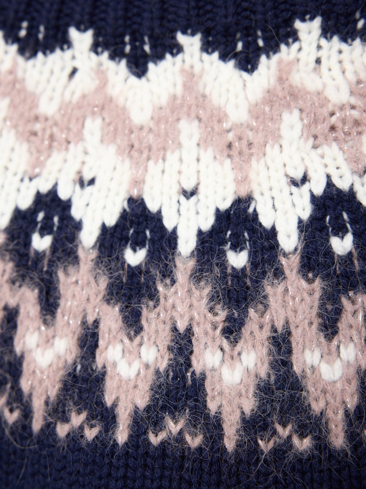 Odessa navy cashmere-wool fairisle sweater close up 2
